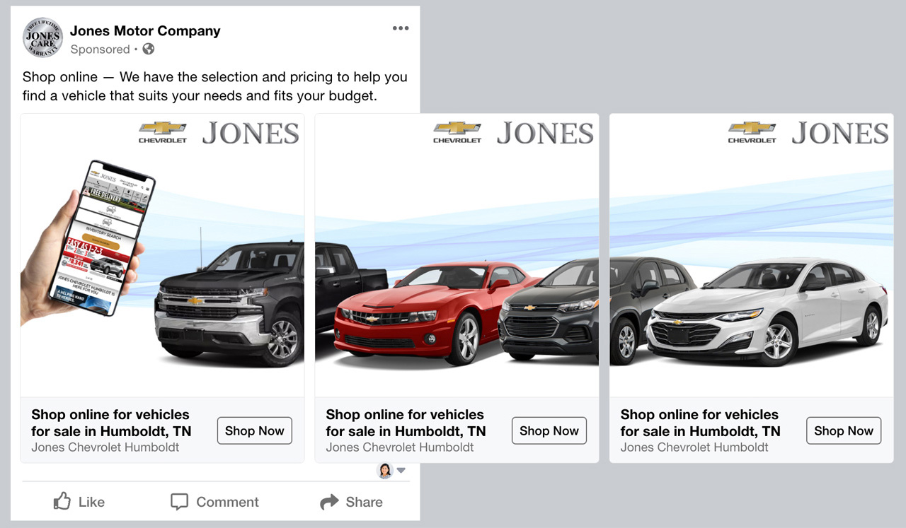Jones Motor Company Facebook Carousel Ad